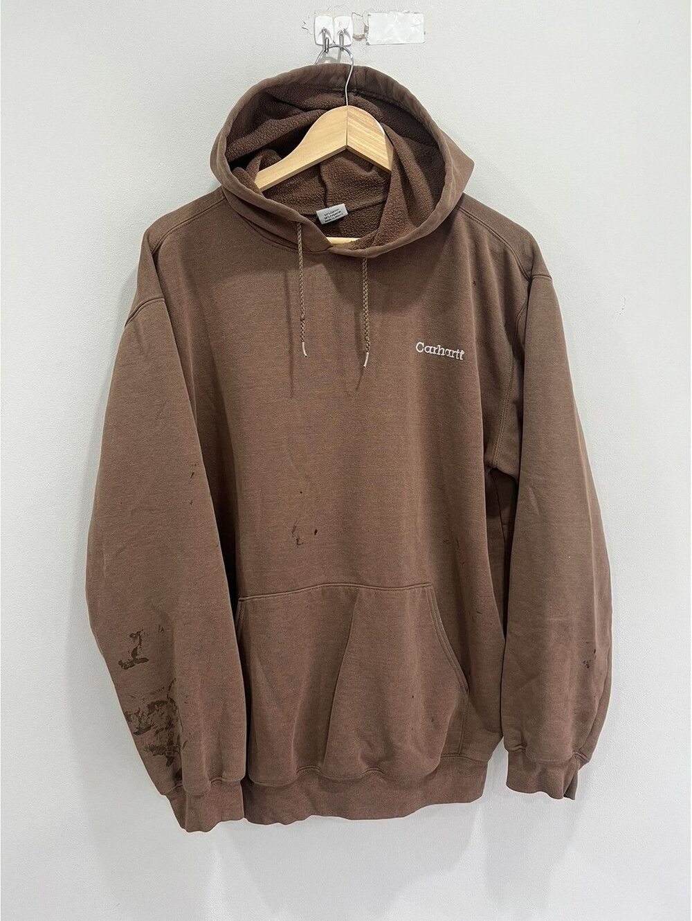 Vintage Carhartt Hoodie Sweater sun faded thrashed brown